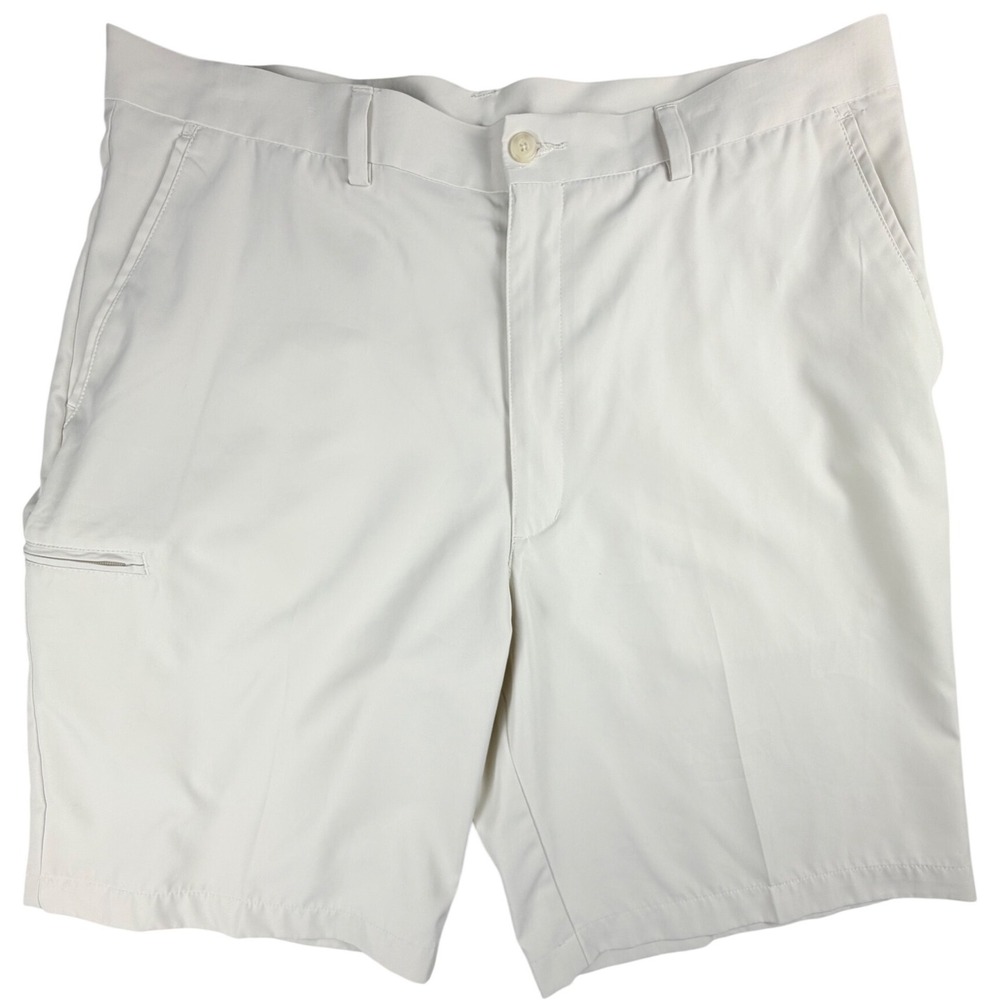 Champions Tour Mens Golf Shorts Size 36 Off White Flat Front Performance Cargo